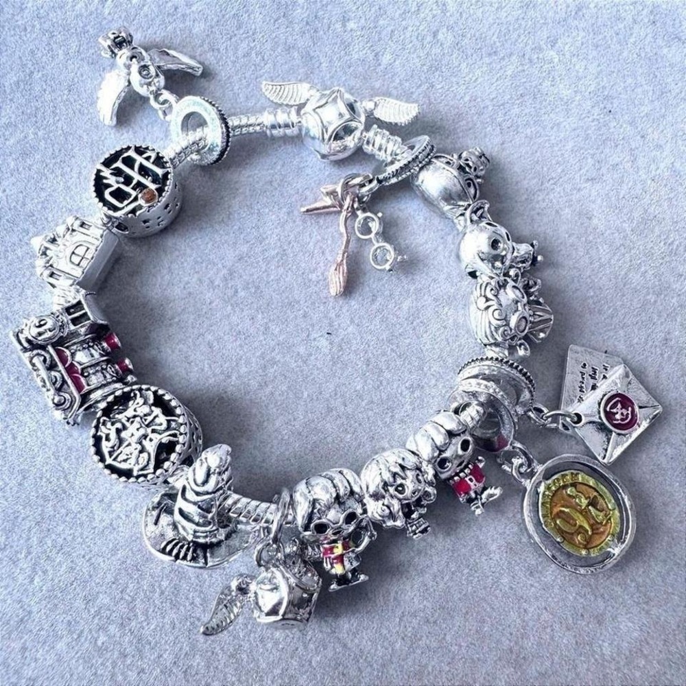 Harry Potter Charm Bracelet Hogwarts Snitch BUNDLE Charms fits PANDORA